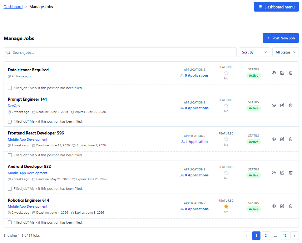 Manage jobs